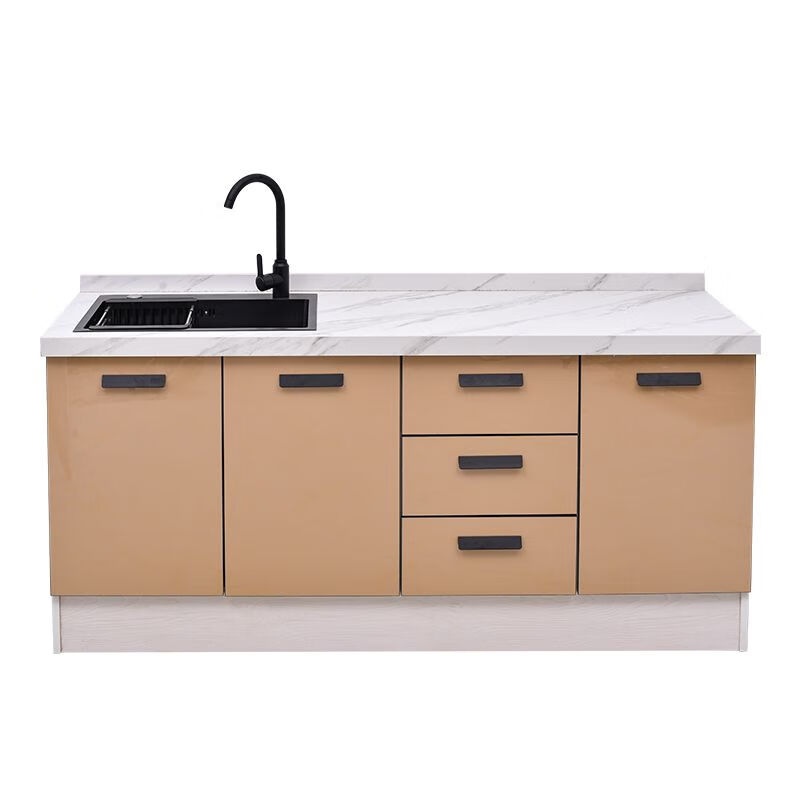 Kitchen quartz stone cabinet simple assembly stove cabinet slate integrated sink cabinet marble countertop kitchen cabinet integrated 120cm single basin
