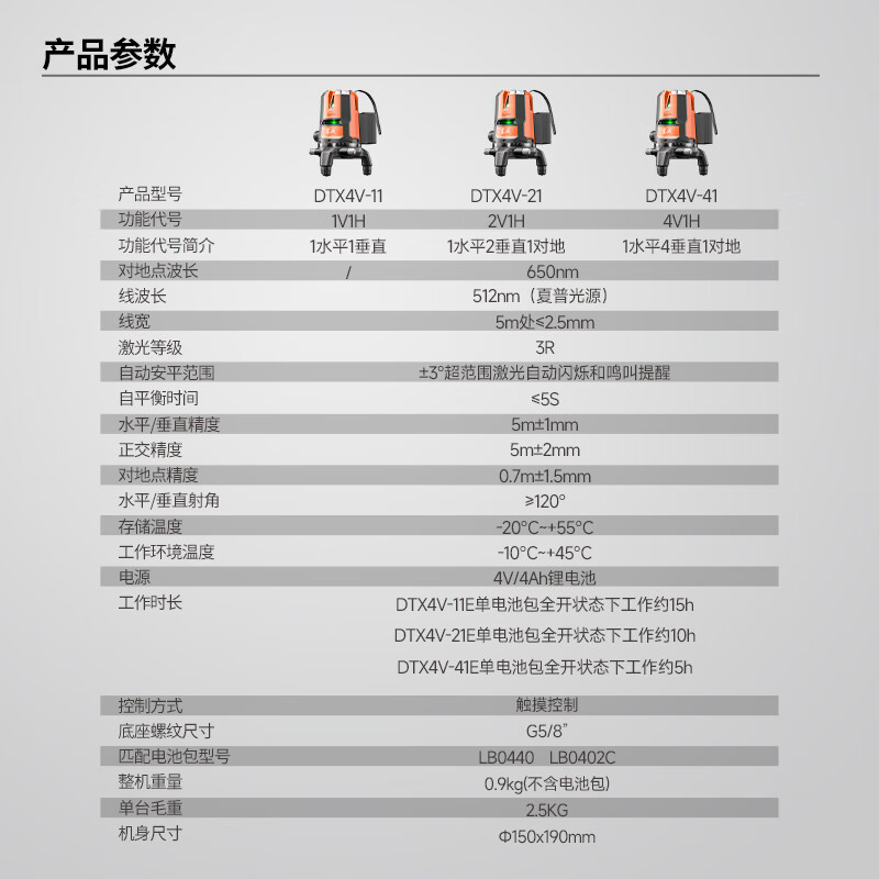 Dongcheng five-wire dual electric level green light high-precision strong light infrared laser level DTX4V-41E2 battery*2