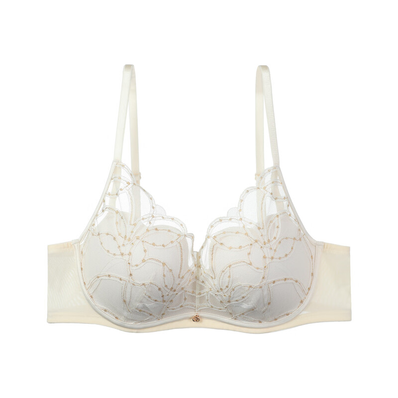 Embry 2025 New Product Starry Rose Comfort Cup Lace Bra Women's Small Breast Push-Up No Wire Bra Set Gardenia White CRM 75B L