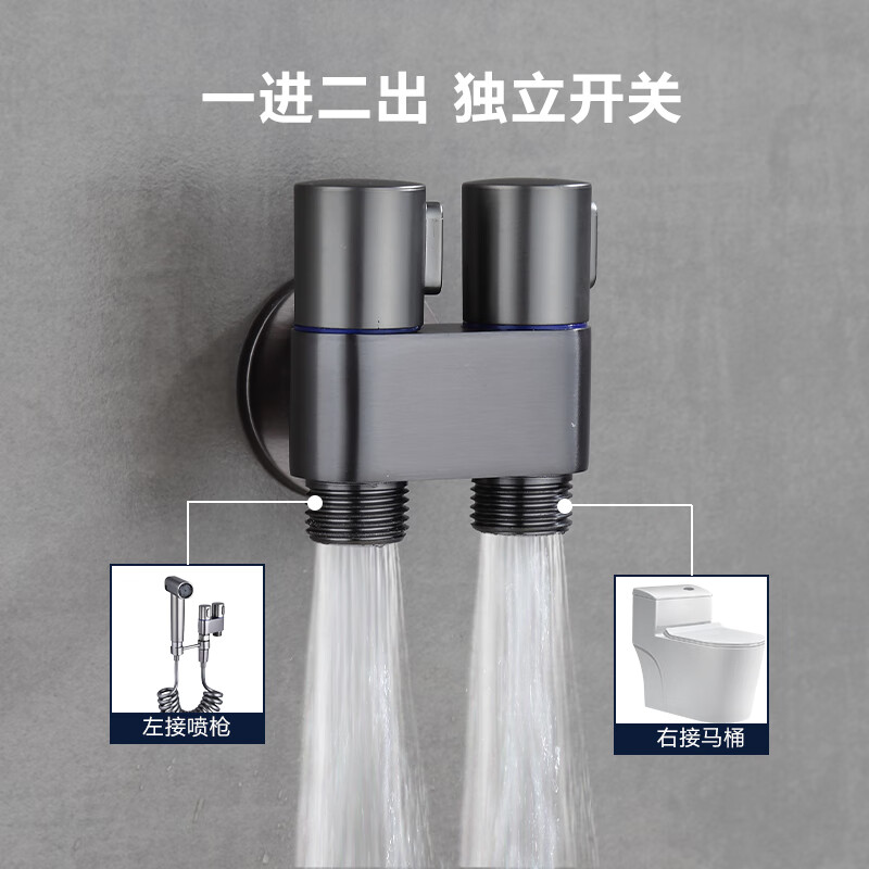 Jingyu toilet spray gun toilet companion one in and two out full copper angle valve set flusher high-pressure spray gun women's washer gold double control stainless steel spray gun set