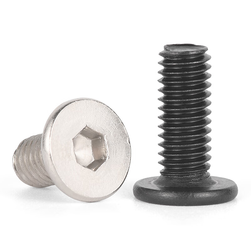 JINGGONG Grade 10.9 Black Flat Head Hexagon Screw CM Large Flat Head Thin Head Low Short Head Machine Screw Flat Head Bolt Nickel Plated M4*8*Head Diameter 8 (50 pcs)