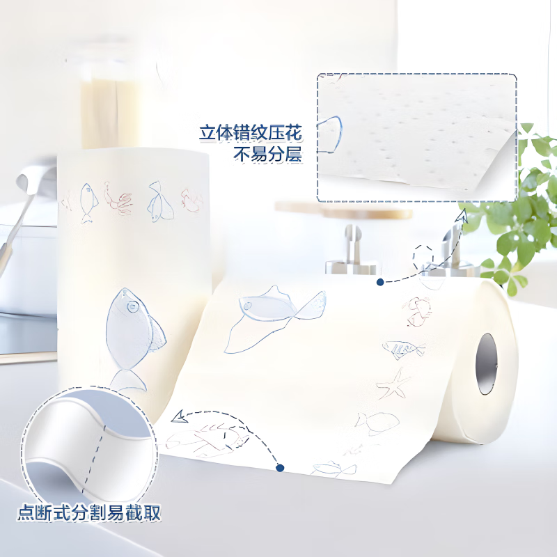 Xinxiangyin kitchen paper towel household disposable kitchen paper thickened roll oil-absorbing and water-locking kitchen paper 2 layers 65 sections * 3 rolls
