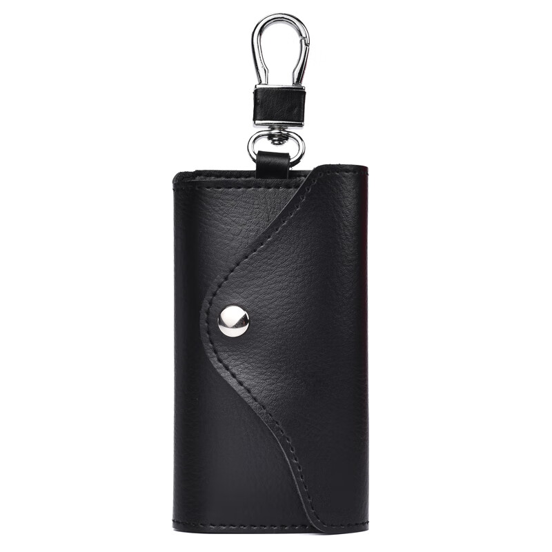Dingtianliying genuine leather key bag large capacity clutch bag men's leather waist hanging key bag women's multi-functional key chain hanging buckle version - black