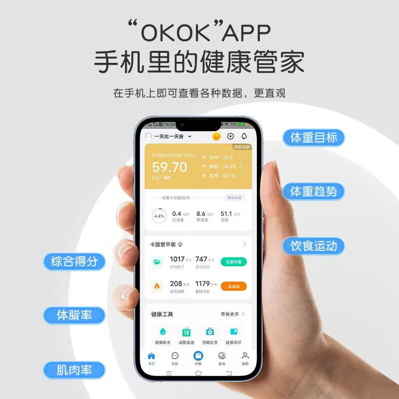 Body weight scale smart body fat scale electronic scale human body small human body home precision charging weight loss special body scale precision weight scale battery model pearl white