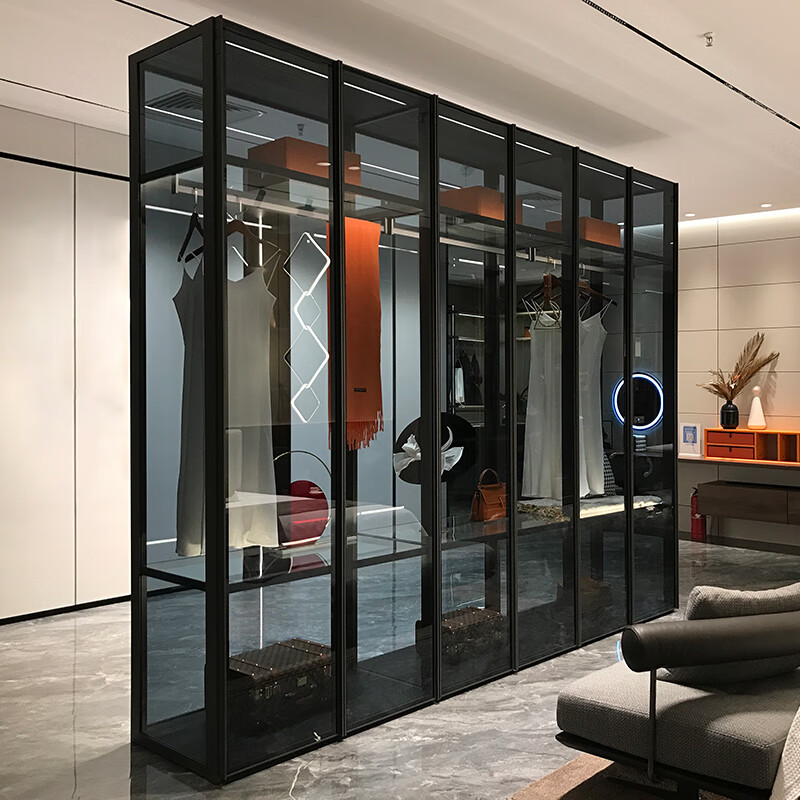 Feimei Furniture Tempered Glass Wardrobe Crystal Palace Light Luxury Cloakroom High-end Whole House Customized Glass Cabinet EGGER Sincerity Customized Gold Sincerity Customized Gold