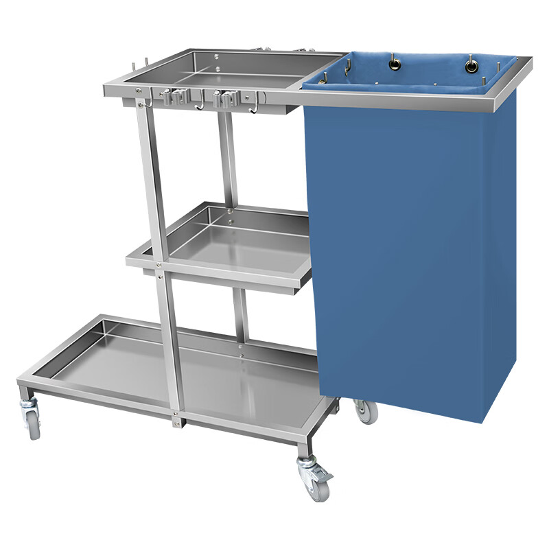 Wen Yijia stainless steel cleaning truck cleaning truck hotel property multi-functional linen truck cleaning hand push tool KC-01 yellow thickened stainless steel square tube