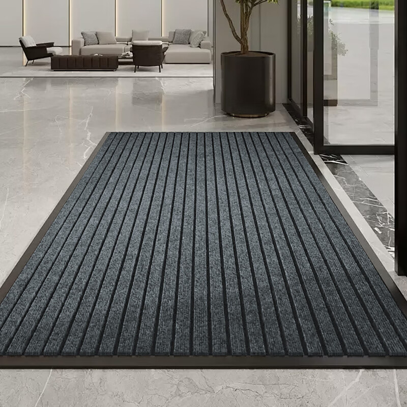 Jushiyi seven-stripe anti-slip mat with thickened edge, water absorption and dust removal, household commercial kitchen door carpet, seven-stripe gray 120*150cm