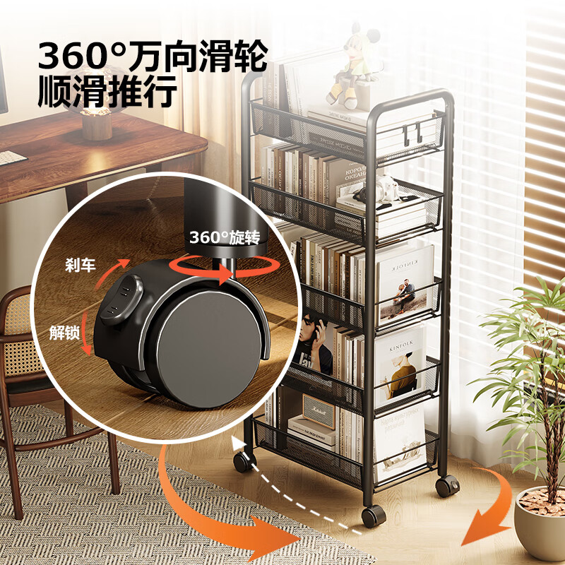 Yicai Nianhua Kitchen rack floor-standing movable trolley vegetable basket storage rack living room snack storage rack 1058