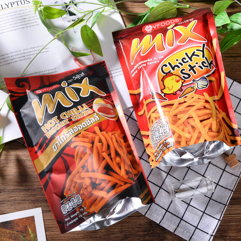 VFOODS MIX 30g*6 bags of spicy crispy shrimp crackers imported from Southeast Asia and Thailand casual snacks office