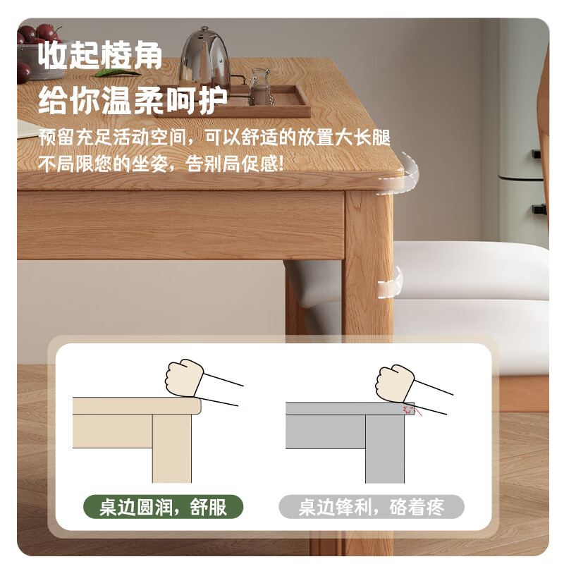 Shanglin Spring Dining Table Simple All Solid Wood Home Dining Table and Chair Combination Small Apartment Square Table Wall Table Restaurant Furniture Log Color-Solid Wood Soft Chair 1.2m One Table and Four Chairs
