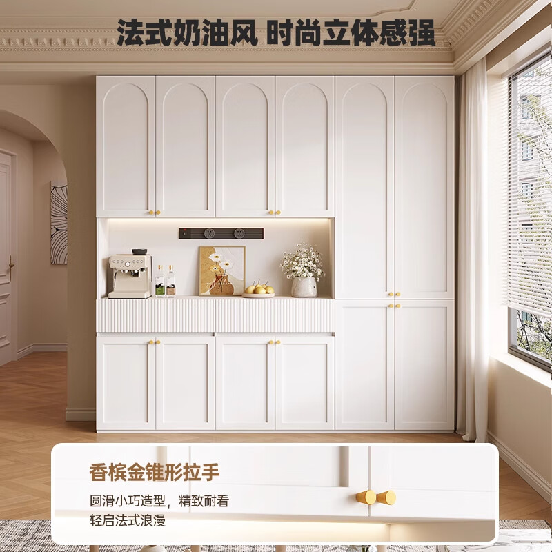 Gugezhijia customized solid wood blister sideboard against the wall integrated storage cabinet household ENF grade tea cabinet wine cabinet display cabinet 1.6 meters long * 2.4 meters high (four door sideboard) 18MM thickened whole cabinet ENF grade maternal and child use