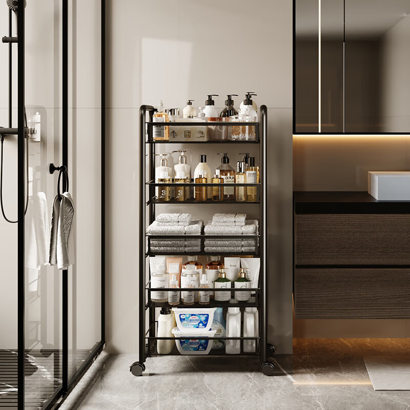 Yicai Nianhua Kitchen rack floor-standing movable trolley vegetable basket storage rack living room snack storage rack 1058