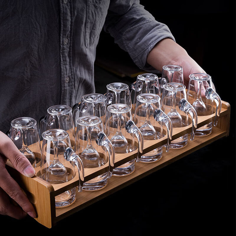 DSHCOTE white wine dispenser red wine decanter household wine jug fair cup crystal glass with scale wine cup set 12 100ml wine dispenser + 12 hole large hole bamboo rack