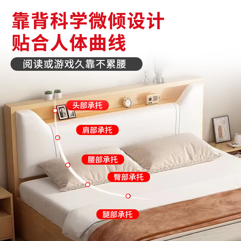 Yingyucai solid wood bed simple modern master bedroom home 1.5 single bed rental room with 1.8 meters tatami soft package gray single bed thickened model recommended by the store manager 1.5*2 meters