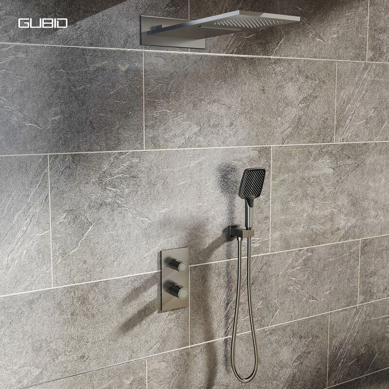 GUBID three-function built-in thermostatic shower with fine copper configuration for home bathroom shower set GD9592Q-starry sky gray