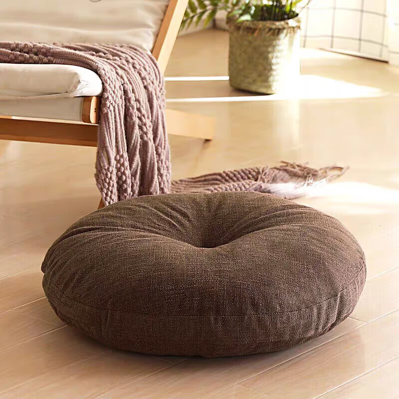 Bai Qixin Bay Window Cushion Seat Cushion Butt Cushion Linen Futon Meditation Mat Office Chair Cushion Student Round Cushion Bay Window Seat Cushion Brown Removable and Washable 40*10cm