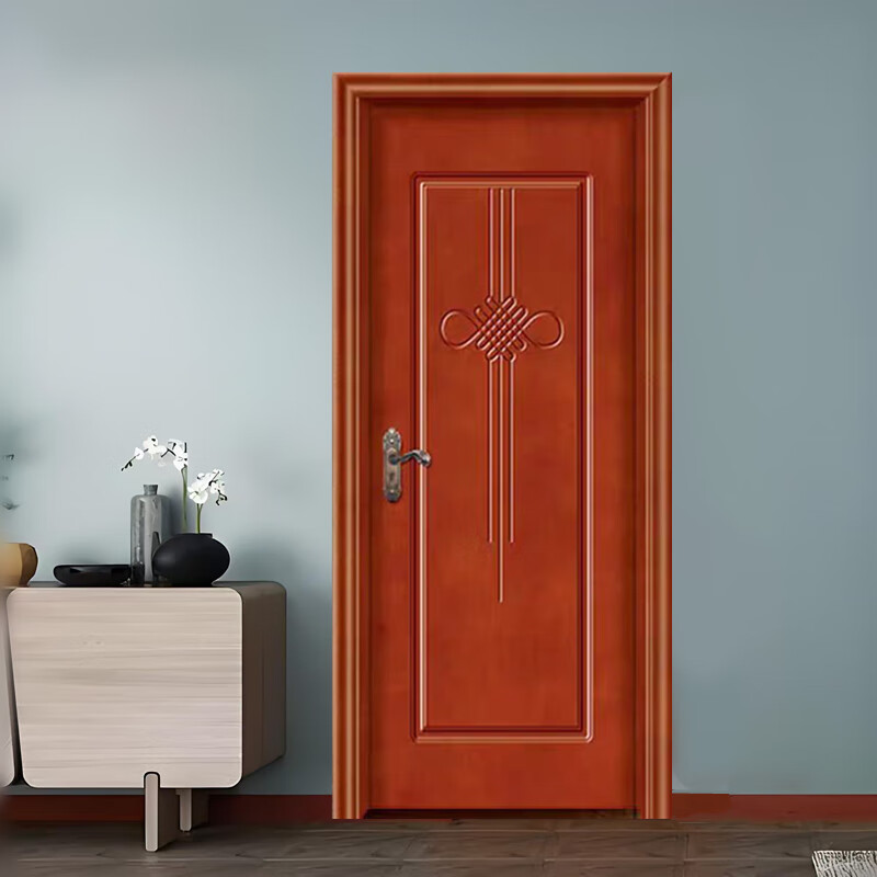 Solid wood door, bedroom door, oak painted door, walnut color room door set, indoor door, sanitary door, customized original wood door, rubber wood painted door style 1