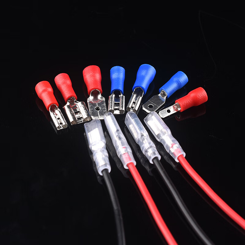 Zejie plug-in cold-pressed terminal copper connector 6.3/4.8/2.8mm spring terminal wire nose female connector FDD2-187 red spring 4.8 (20 pieces)