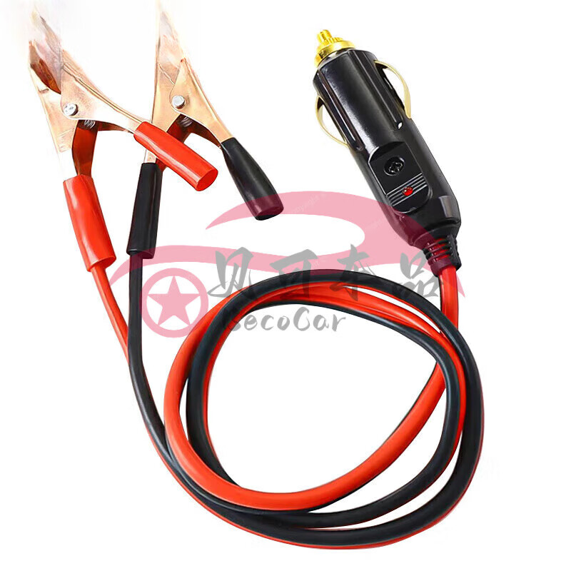 Car cigarette lighter plug pure copper high power high temperature resistant air pump extension cord 12v24v universal male pure copper plug 2.5 flat line length 10 cm
