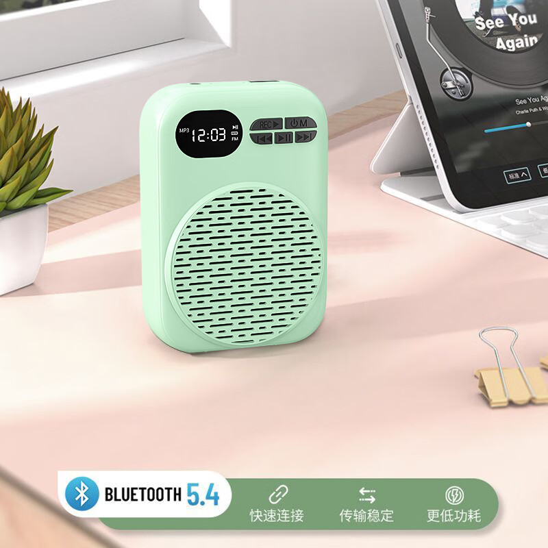 EARISE 606 new portable high-volume little bee amplifier anti-whistle teacher microphone with long battery life green