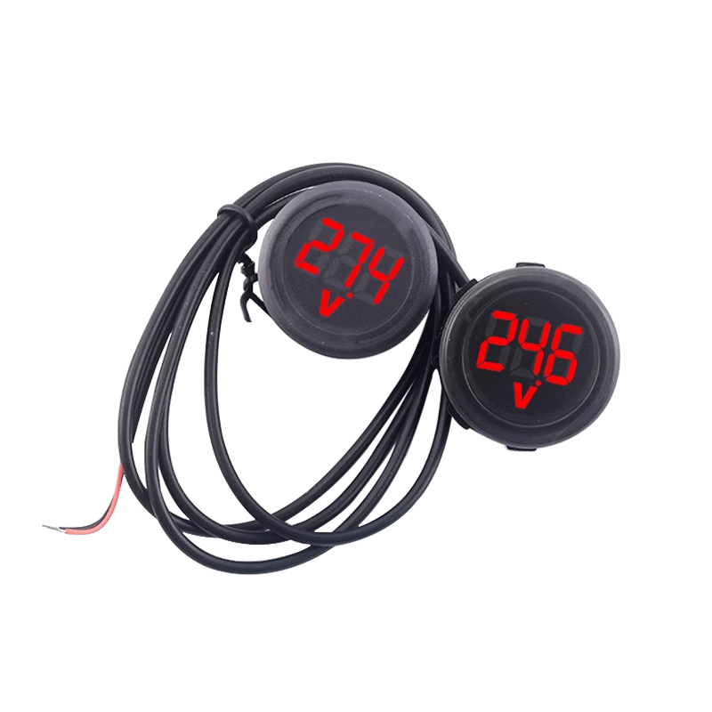 Zejie DC4-100V DC digital voltmeter LED digital display round two-wire waterproof voltmeter with reverse connection protection DC4-100V round two-wire voltmeter red light
