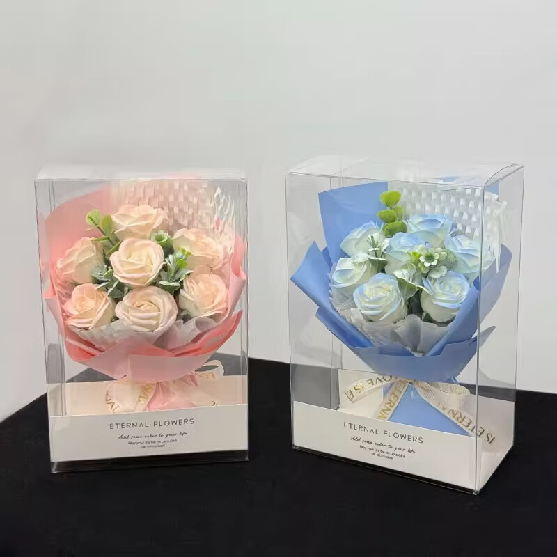 Mini pocket meet and greet small bouquet of roses, sunflowers, immortal flowers, artificial flowers souvenirs, birthday goddess's day gifts, small bouquet - white + blue roses 1 piece