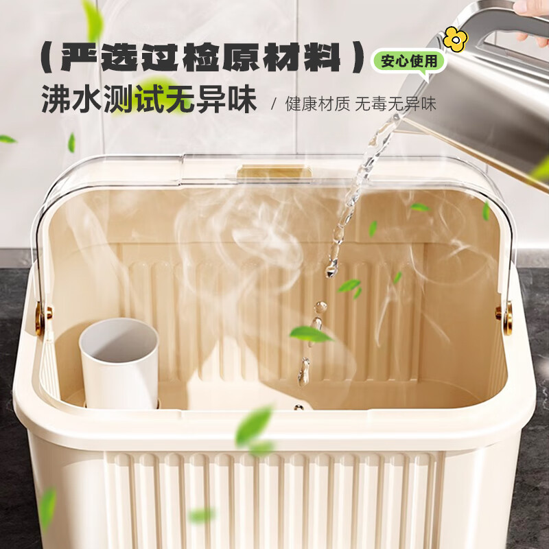 Shuaishi (shuaishi) kitchen dish rack for dishes storage box cupboard drain bowl rack sideboard storage box flip-top dish rack cream yellow sealed dustproof extra large