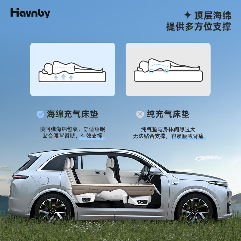 Havnby Anwen white is suitable for the ideal L6789 car self-inflating lunch break car sleeping mattress for the passenger in the car cloud light cushion