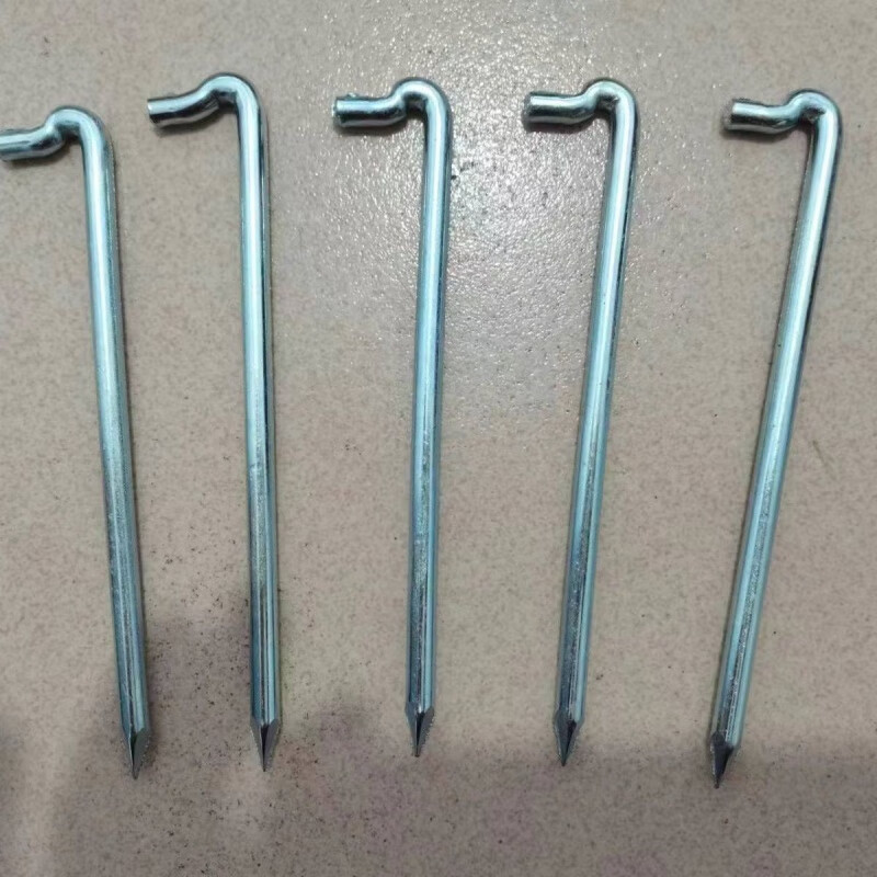 ZANLUTONG radiator hook nail support hook water pipe iron nail straight hook threaded iron hook gardening ground nail turf fixed steel bar ground nail straight hook (25cm long x 8.8mm thick) 10 pieces