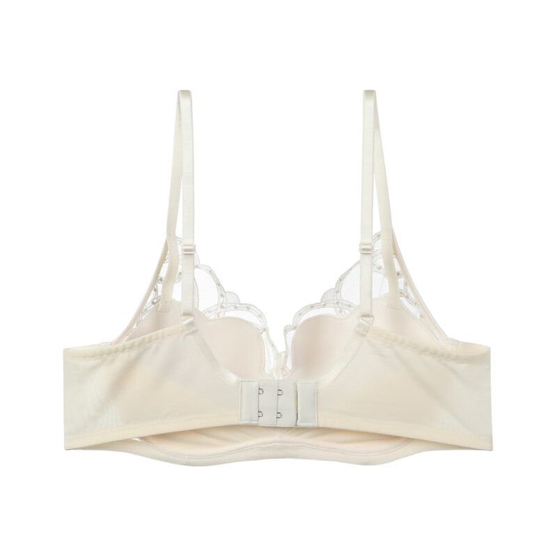 Embry 2025 New Product Starry Rose Comfort Cup Lace Bra Women's Small Breast Push-Up No Wire Bra Set Gardenia White CRM 75B L