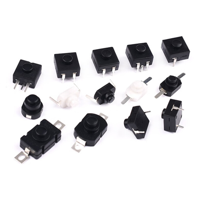 Zejie strong light flashlight switch SMD/Plug-in button power switch switch accessories ultra-thin self-locking 1288BM black flashlight switch (5 pieces)