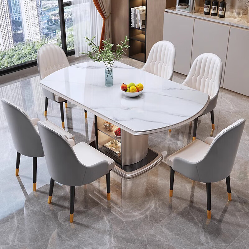 Slate dining table with square and round functions, telescopic, variable round storage, modern, simple, light luxury, small family dining table, thickened wear-resistant slate, single table, 1.2m, thickened slate 12mm