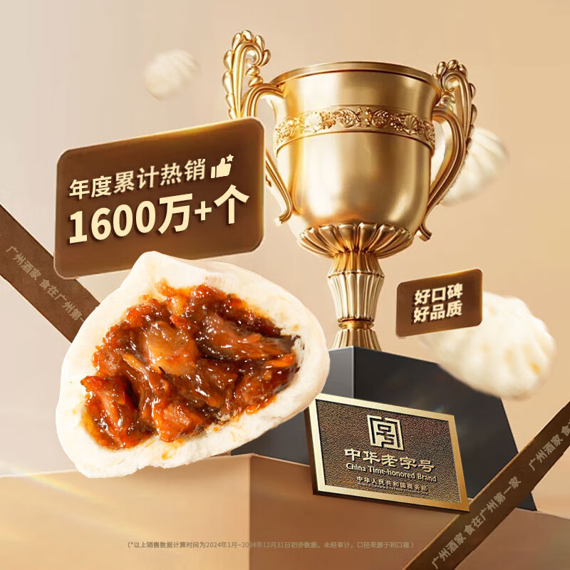 Guangzhou Restaurant Barbecued Pork Buns 750g 20 pieces Breakfast semi-finished products Cantonese morning tea snacks Steamed bun food New Year’s gifts