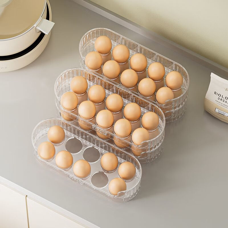 Qinkai stackable transparent egg storage box, crisper box, special organization and storage, flipping egg box, egg tray, stacked egg box, 1 layer