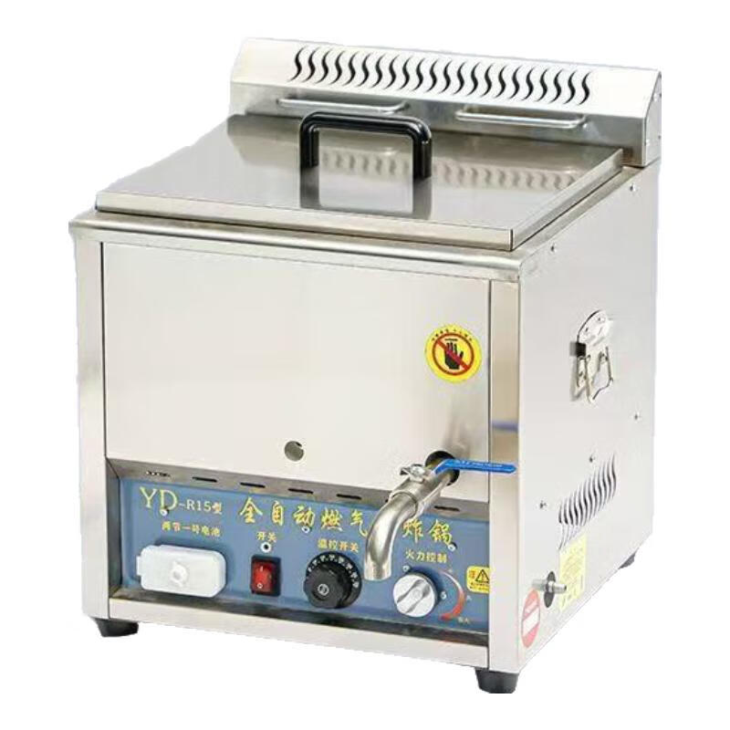 Xinhengjia fully automatic temperature-controlled gas fryer commercial stall deep-fried fried dough sticks chicken steak twist smart fryer gas liquefied gas 10 liter automatic temperature-controlled frying single pot