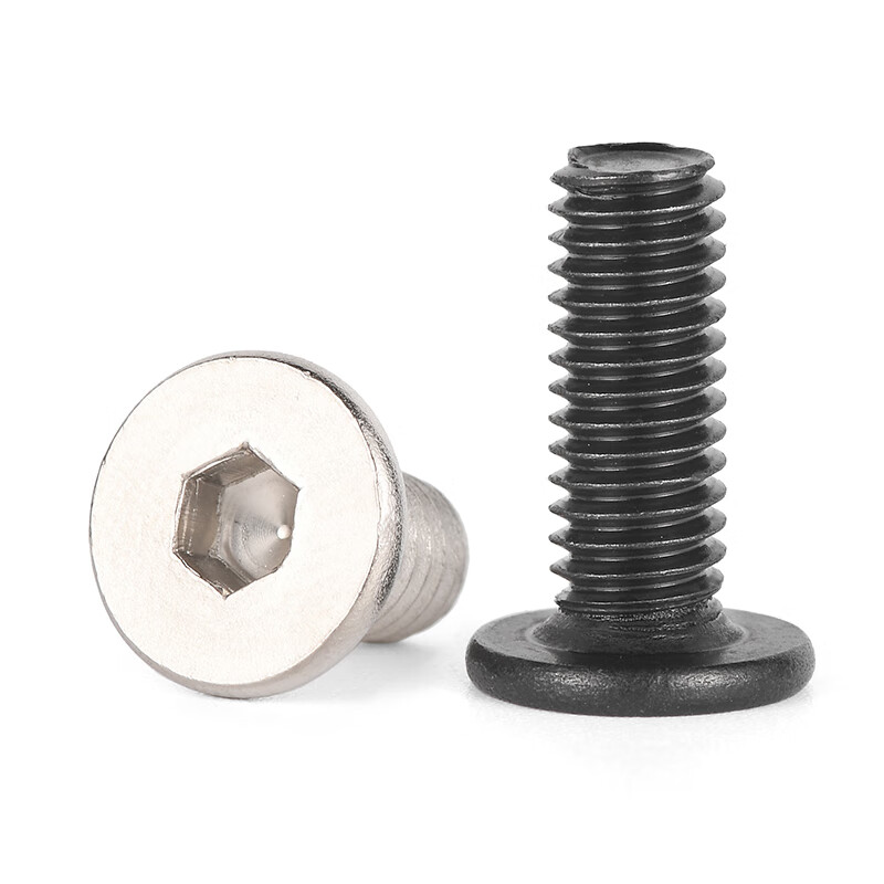 JINGGONG Grade 10.9 Black Flat Head Hexagon Screw CM Large Flat Head Thin Head Low Short Head Machine Screw Flat Head Bolt Nickel Plated M4*8*Head Diameter 8 (50 pcs)
