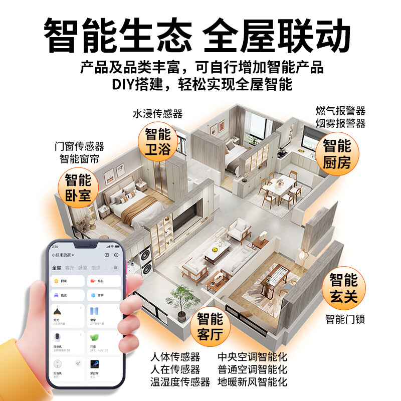 Kezitu Whole House Smart Home Control System Lighting Curtain Audio and Video Set Green Home Smart Home Customized Design Plan Whole House Consultation