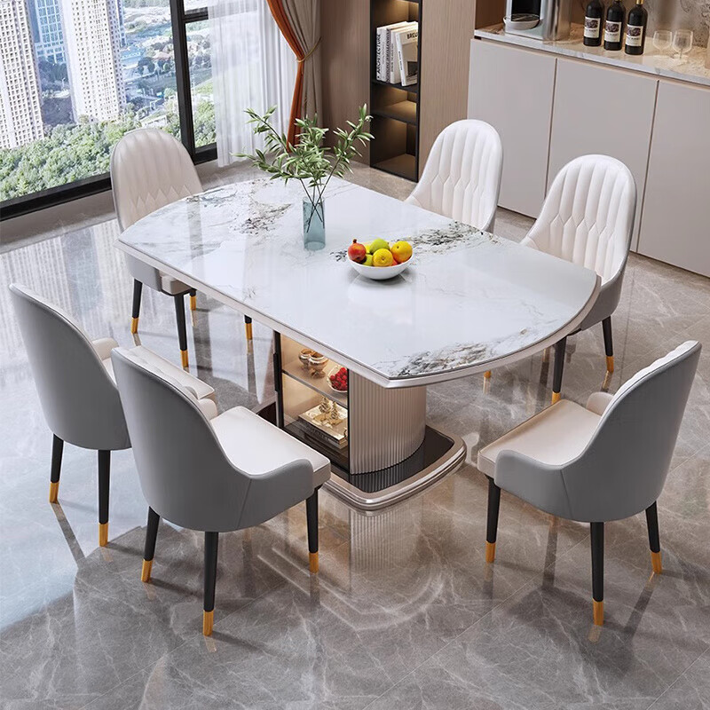 Slate dining table with square and round functions, telescopic, variable round storage, modern, simple, light luxury, small family dining table, thickened wear-resistant slate, single table, 1.2m, thickened slate 12mm