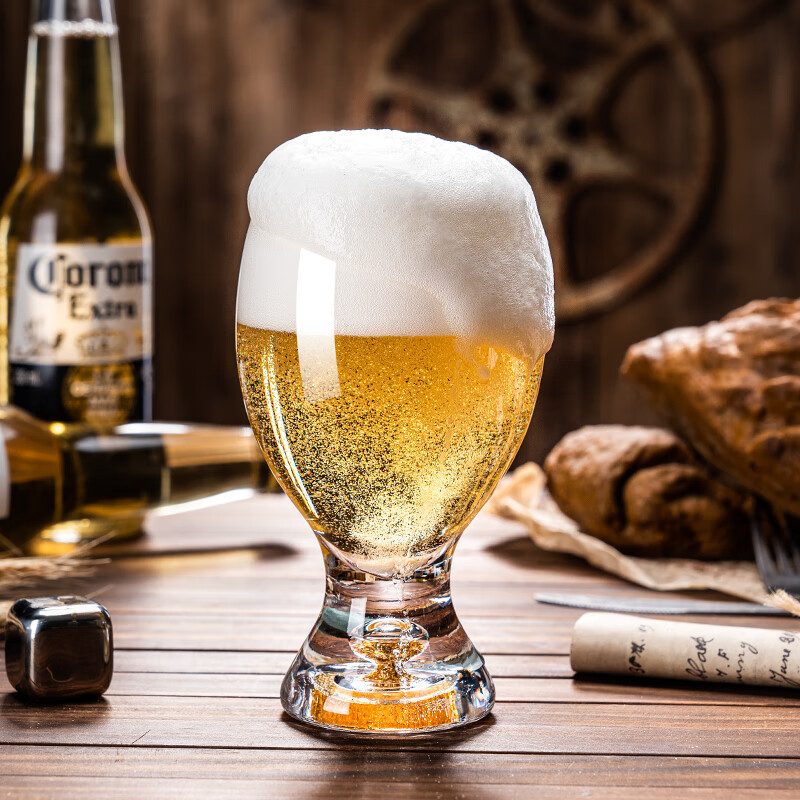 Lugaris gold foil beer mug large capacity household light luxury high-value special craft beer mug set crystal glass gold foil slim waist 330ml/2 pieces