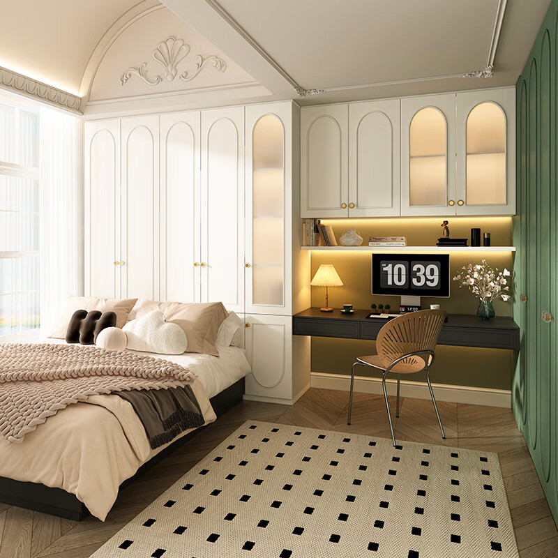 Piano retro cream style whole house customized study room with tatami bed and cabinet integrated functional room prepaid