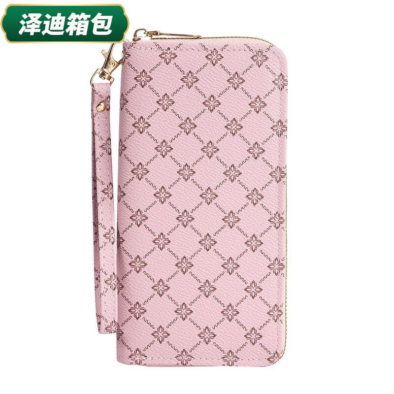 Ye Yuyunluo Valentine's Day Fashion Printed Wallet Women's New Year Carry-On Zipper Long Wallet Clutch Brown Brown