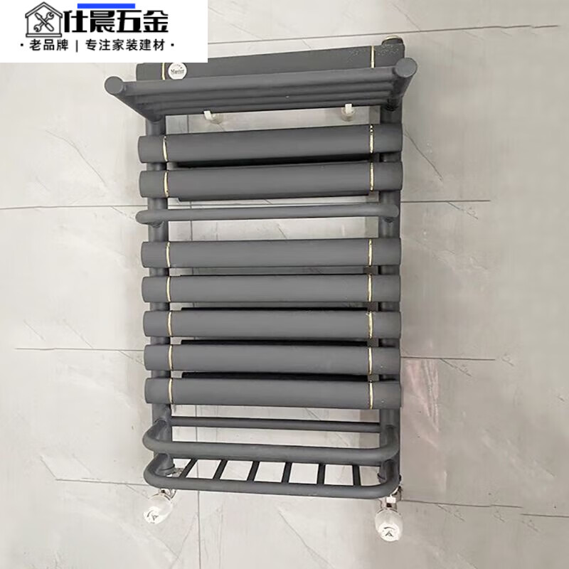 Qinkai pure all-copper aluminum composite steel small basket radiator bathroom home water floor heating bathroom wall-mounted gun gray copper aluminum Nordic light luxury flagship black height 80