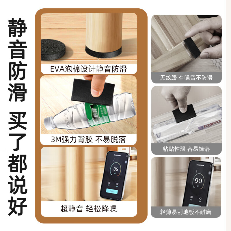 3M strong round single-sided foam foam non-slip wear-resistant silent stickers chair foot pads table and chair foot pads table leg pads dormitory sofa foot pads silent protective stickers table corner foot covers anti-slip and anti-collision round diameter 40mm 10 pieces