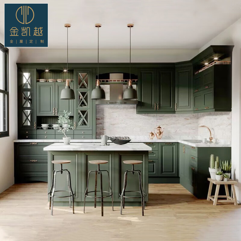 Renjuyi American solid wood cabinet customization overall kitchen cabinet customization island table overseas Taiwan whole house customization deposit 0.8m (inclusive)-1m (inclusive)