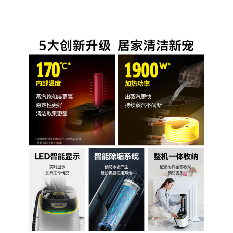 KARCHER German Kach steam cleaner high temperature and high pressure oil fume kitchen air conditioner multi-function all-in-one cleaning machine SC3D SC3D flagship version