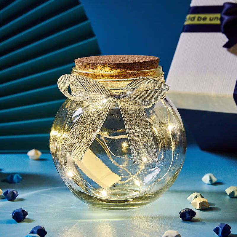 LZJV Lucky Star Bottle Shell Glass Jar Cork Wishing Bottle Star Finished Drift Bottle Creative Teacher's Day Gift Collection Send Light Medium Bottle Empty Bottle