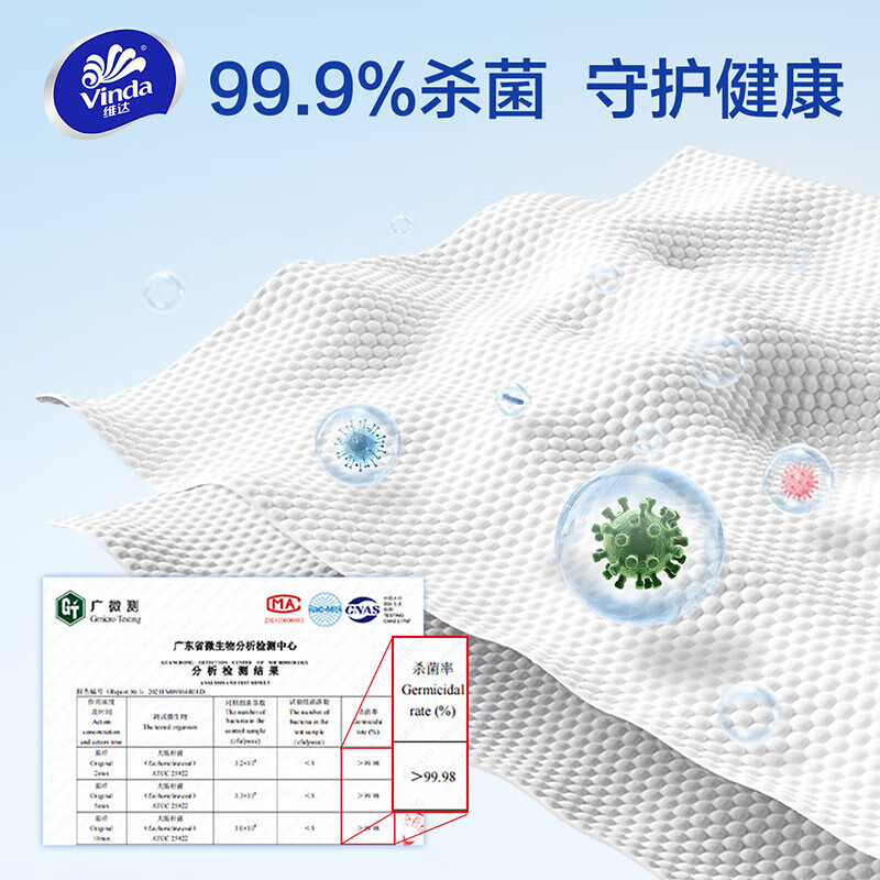 Vinda kitchen wipes, powerful oil removal and decontamination 80 pieces, special oil wipes for sterilization and cleaning, household cleaning paper, 1 layer, 80 pieces*2 pack, larger and thicker