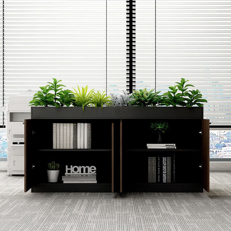 Office partition cabinet, flower trough cabinet, flower cabinet, storage wooden cabinet, low cabinet, side cabinet, flower cabinet, three-door cabinet 120X30X80CM walnut