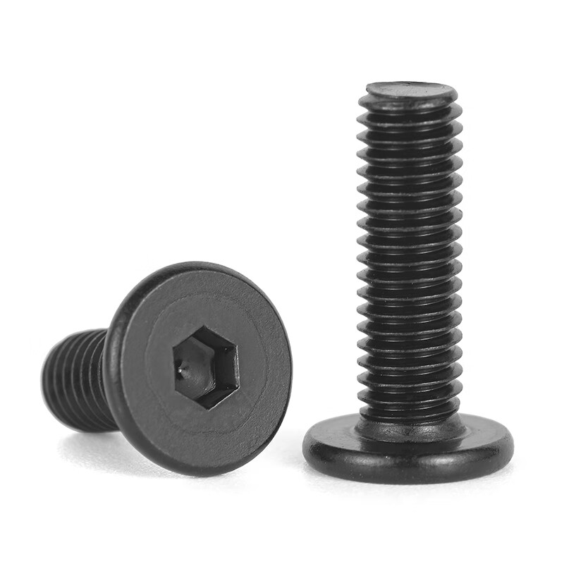 JINGGONG Grade 10.9 Black Flat Head Hexagon Screw CM Large Flat Head Thin Head Low Short Head Machine Screw Flat Head Bolt Nickel Plated M4*8*Head Diameter 8 (50 pcs)