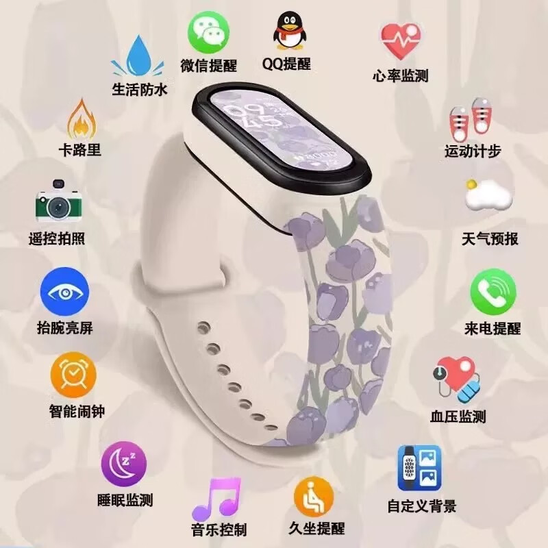 HKMW Smart Watch 2025 New Smart Watch for Junior High School and High School Students Heart Rate Monitoring Sports Smart Bracelet Line Puppy-Beige Custom Wallpaper + Step Counter + Information Reminder